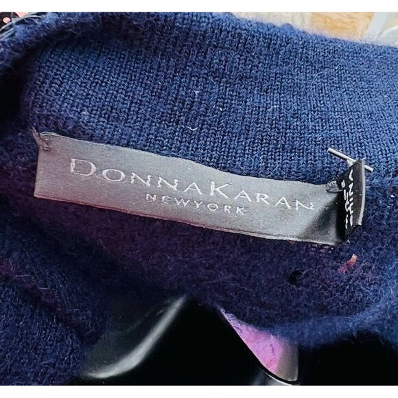 Donna Karen New York Sweater Dress Navy Sequins Square Neck Short Sleeve Small - Picture 10 of 10